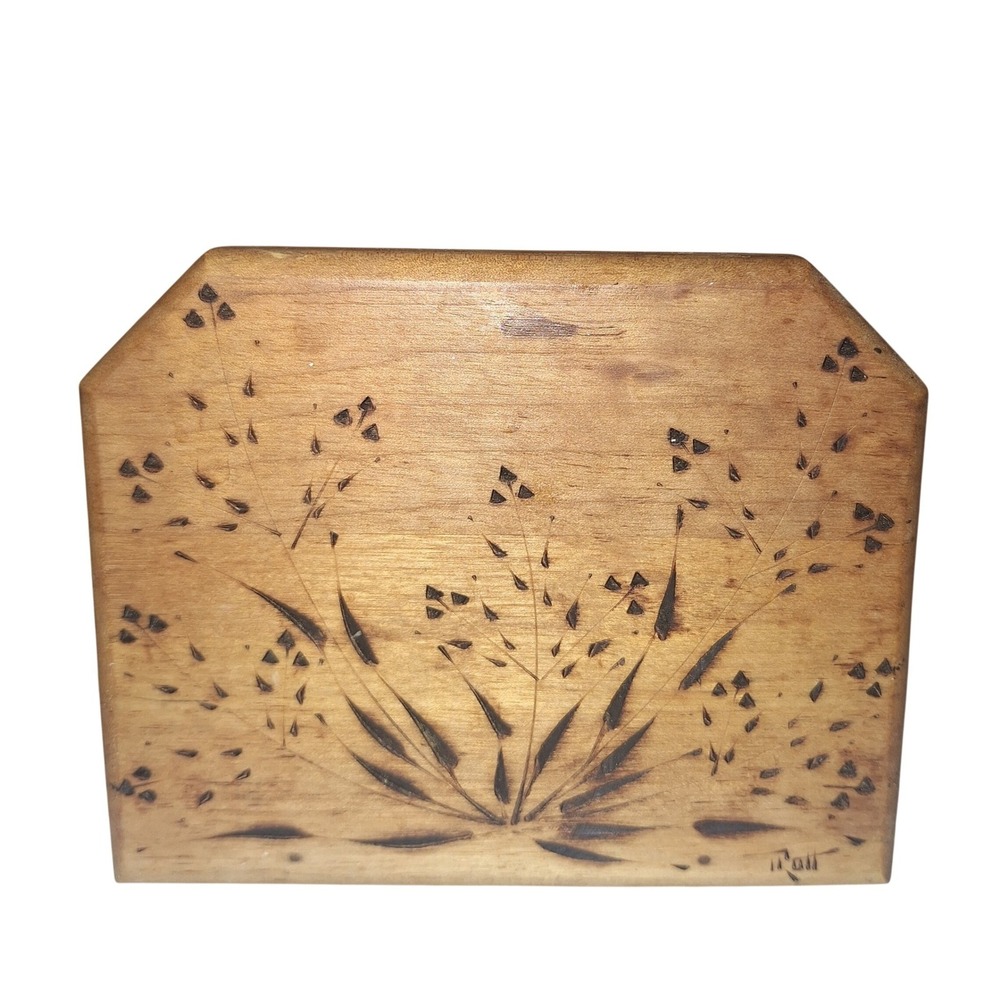 Wooden Napkin Holder Burnt Wooden Wild‎ Flower Cottagecore Kitchen Decor